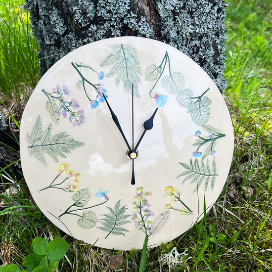 Ceramic Wall Clock Meadow plants