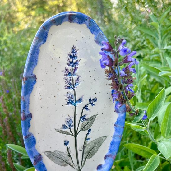 Sage Leaf Ceramic Plate