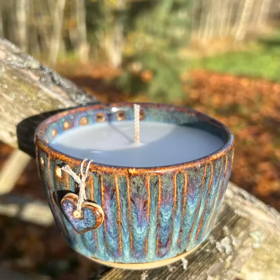 Rustic Pottery Bowl with Soy wax