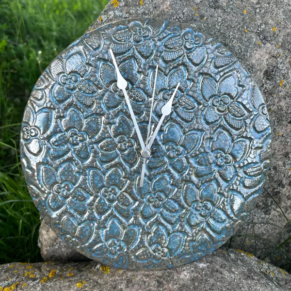 Wall Clock Blue Flowers